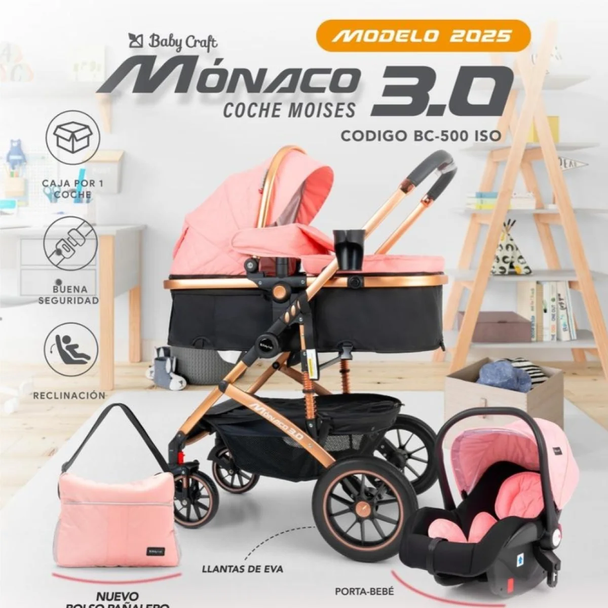 Coche Moisés Mónaco 3.0 de la marca baby craft bc 500