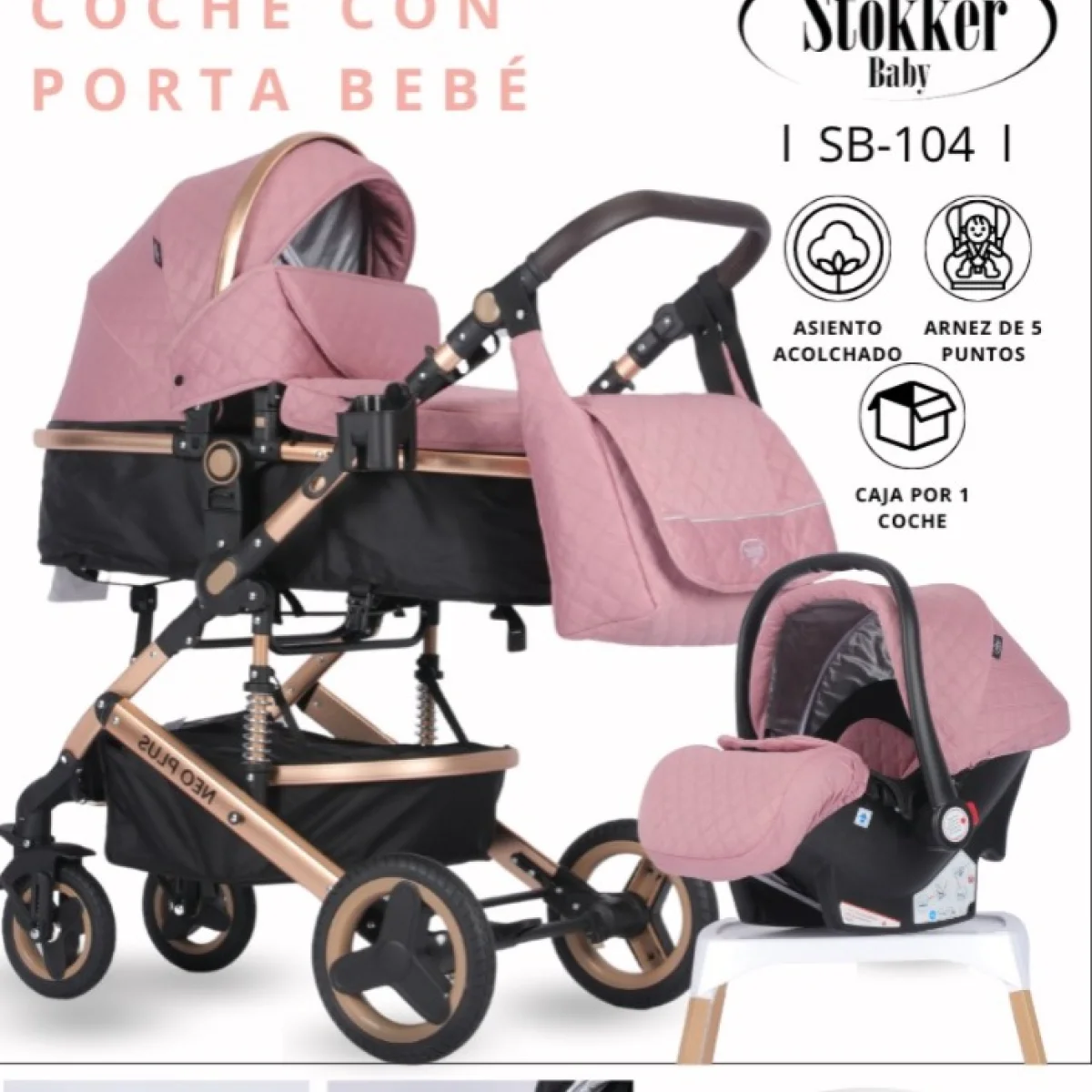Coche Moisés  NEO PLUS con porta bebe de STOKKE sb 104