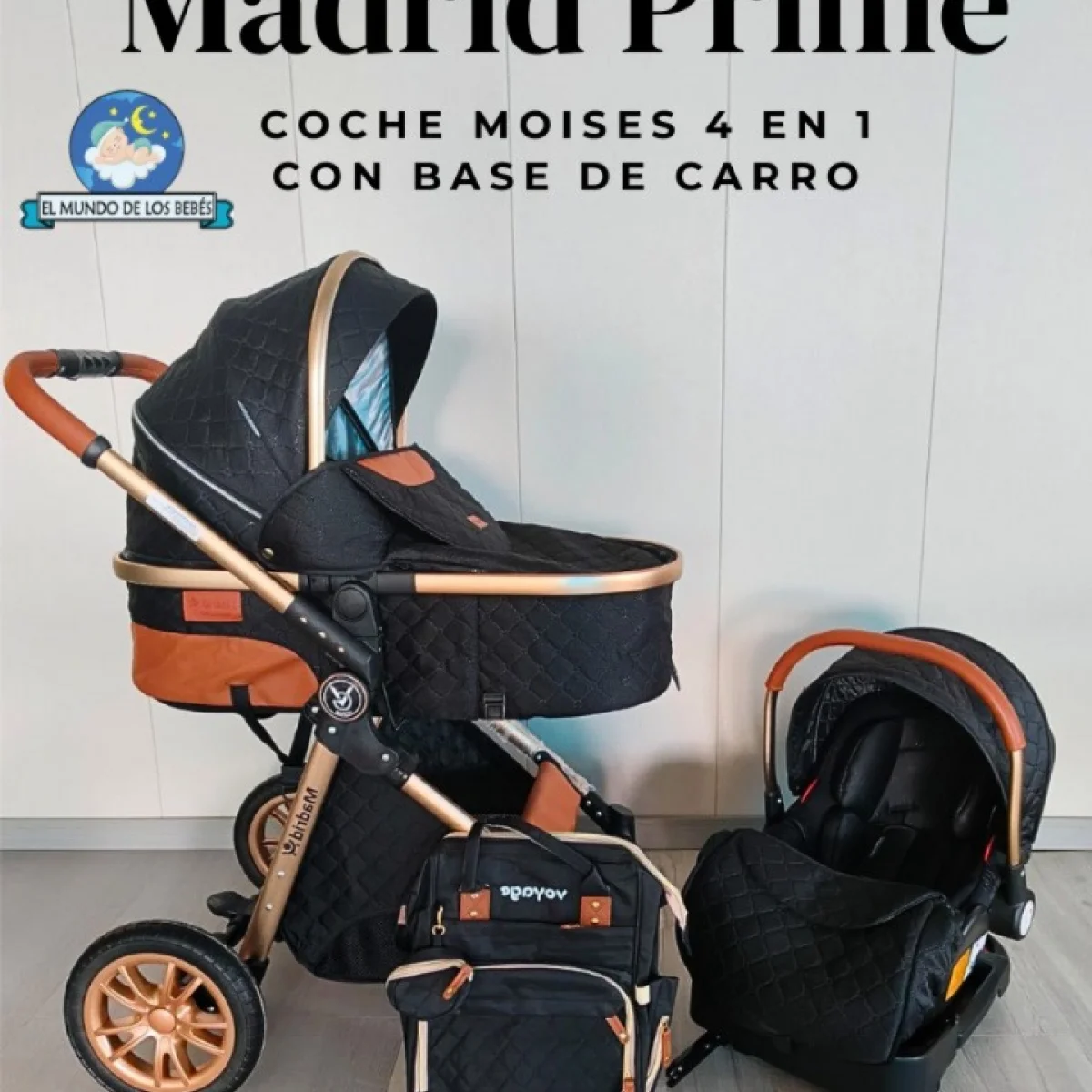 Coche Moises Madrid Prime de la marca boyage 4 en 1 con base para carro