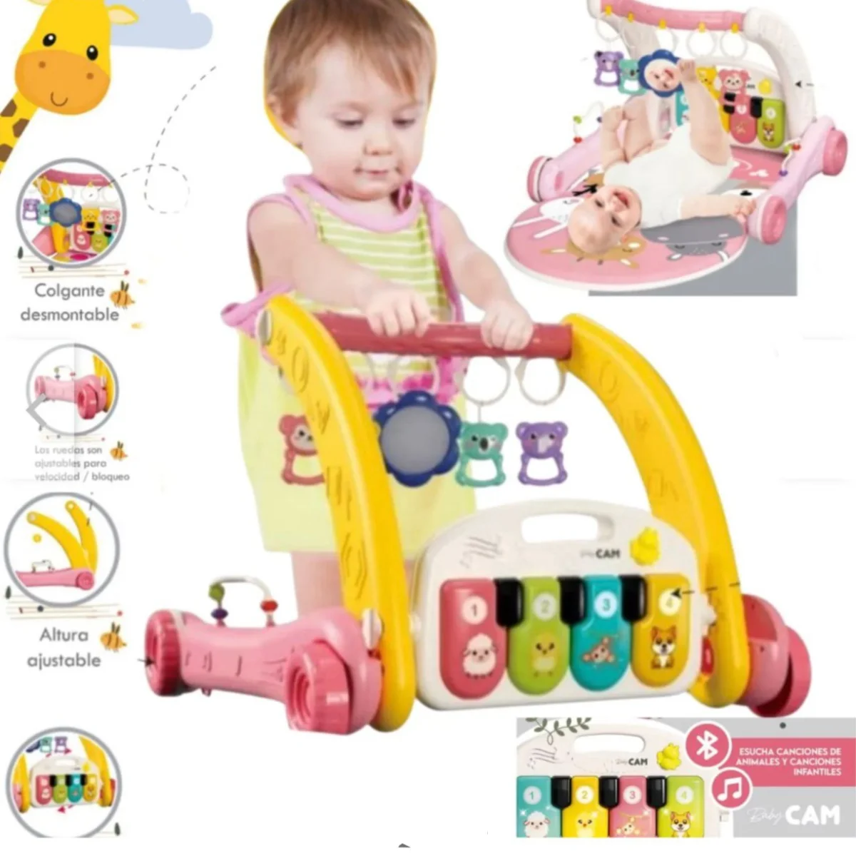 Gimnasio Caminador 2 en 1 Musical con Bluetooth Baby Cam