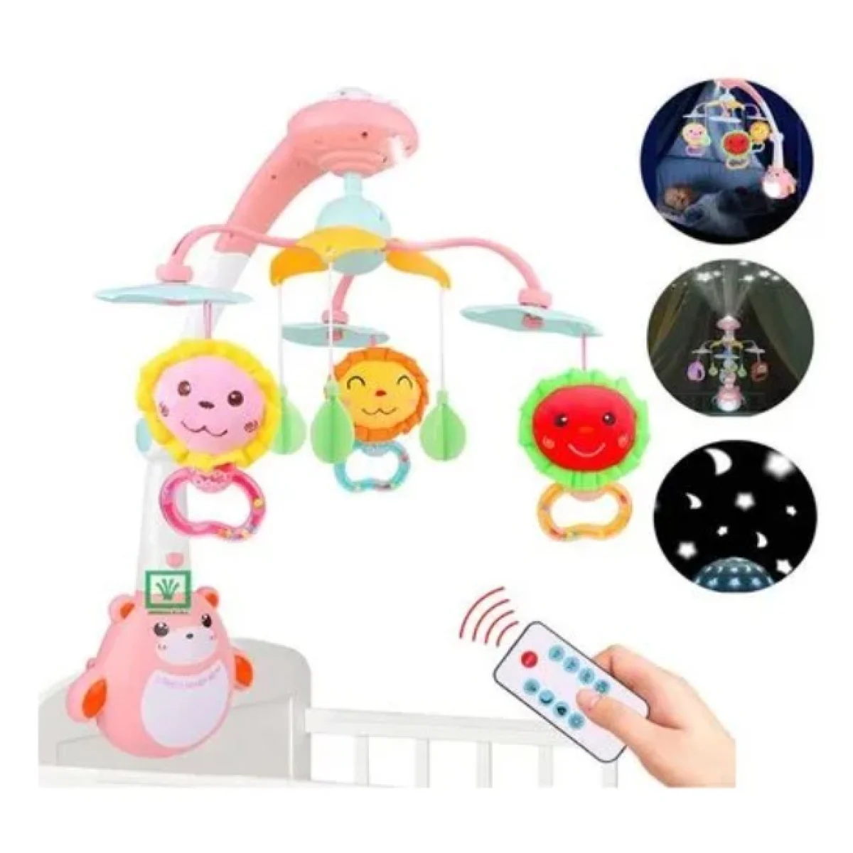 Movil para Cuna con Proyector Luces y Control IDEAL GIRASOL