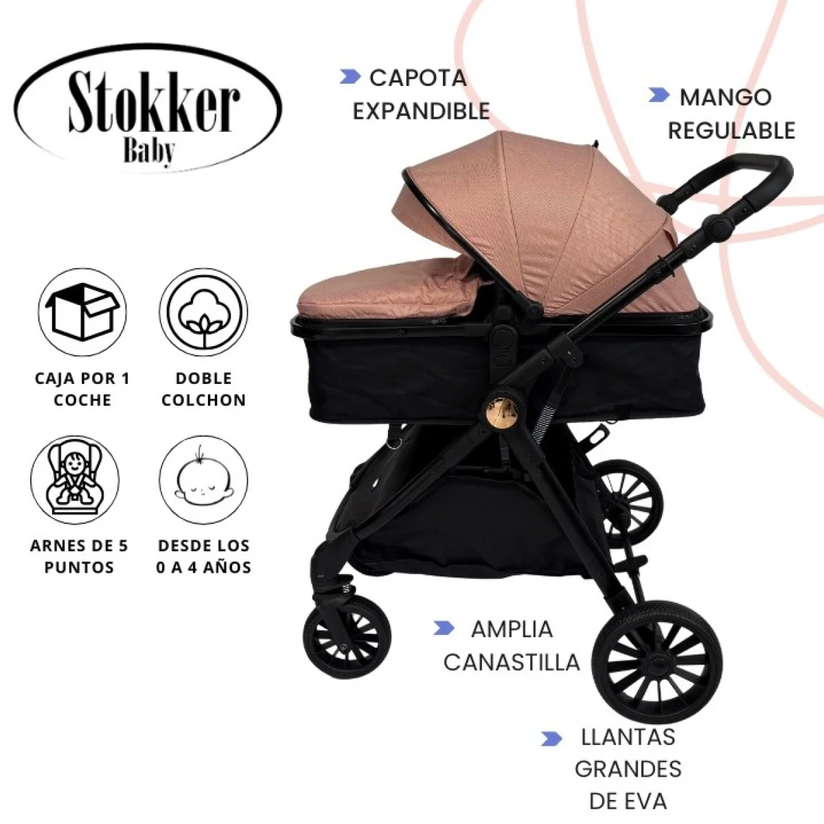 SB 120 coche moisés black stokker baby
